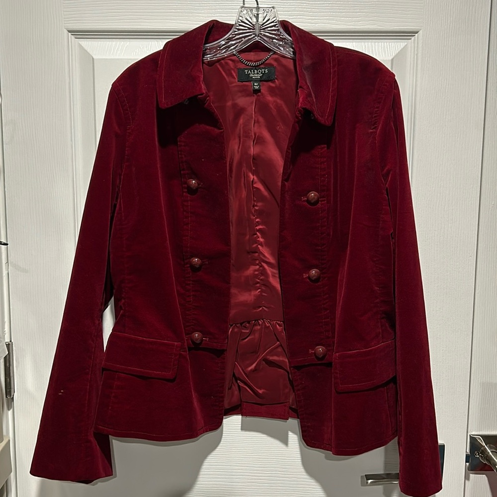 Talbots Burgundy Velvet Blazer Jacket 16P